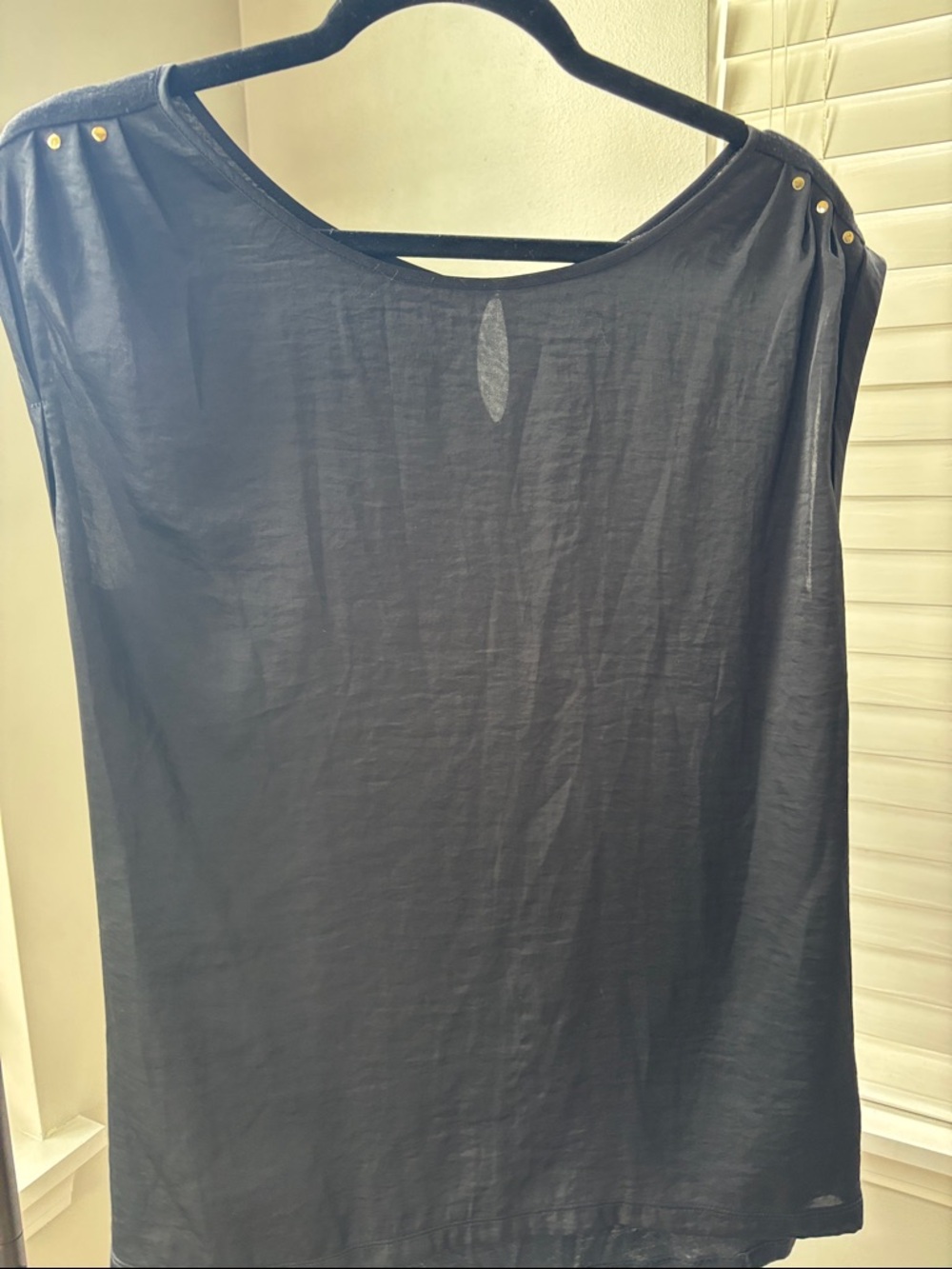 The Limited Black Sleeveless Shell Top with Gold Shoulder Studs